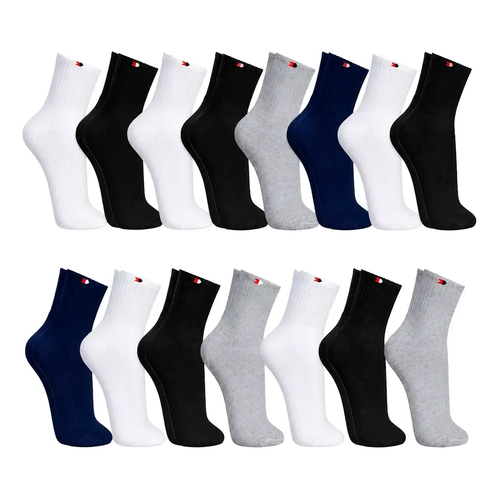 Kit 15 Pares Meias Sport Algodão Cano Médio Sandrini Confort Sortidos 39-43