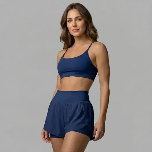 Conjunto Fitness Top E Short Suplex Feminino Academia Azul-marinho Gg