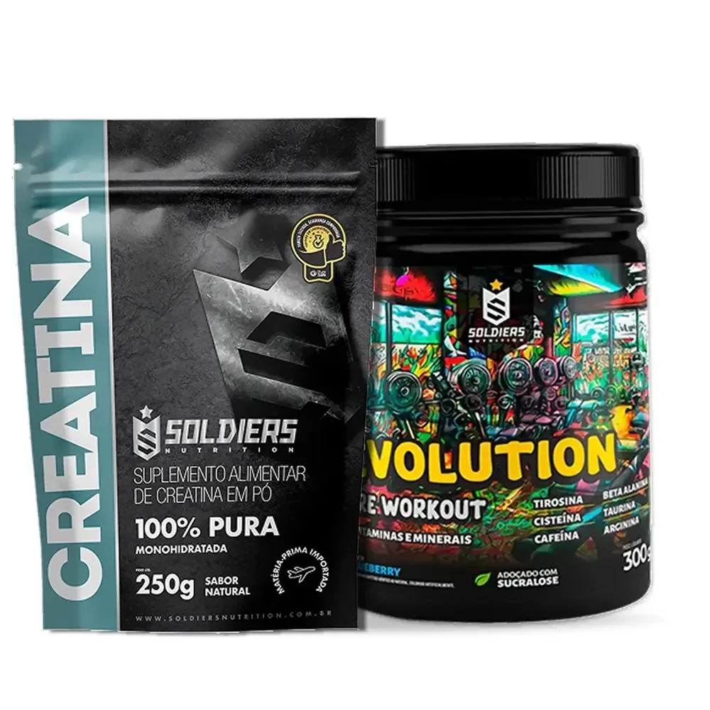 Creatina 250g + Pré-treino Melancia Evolution 300g - Soldiers Nutrition