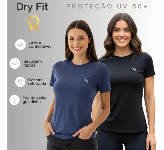 Kit 2 Camiseta Dri Feminina Blusas Academia Dry Fit Treino