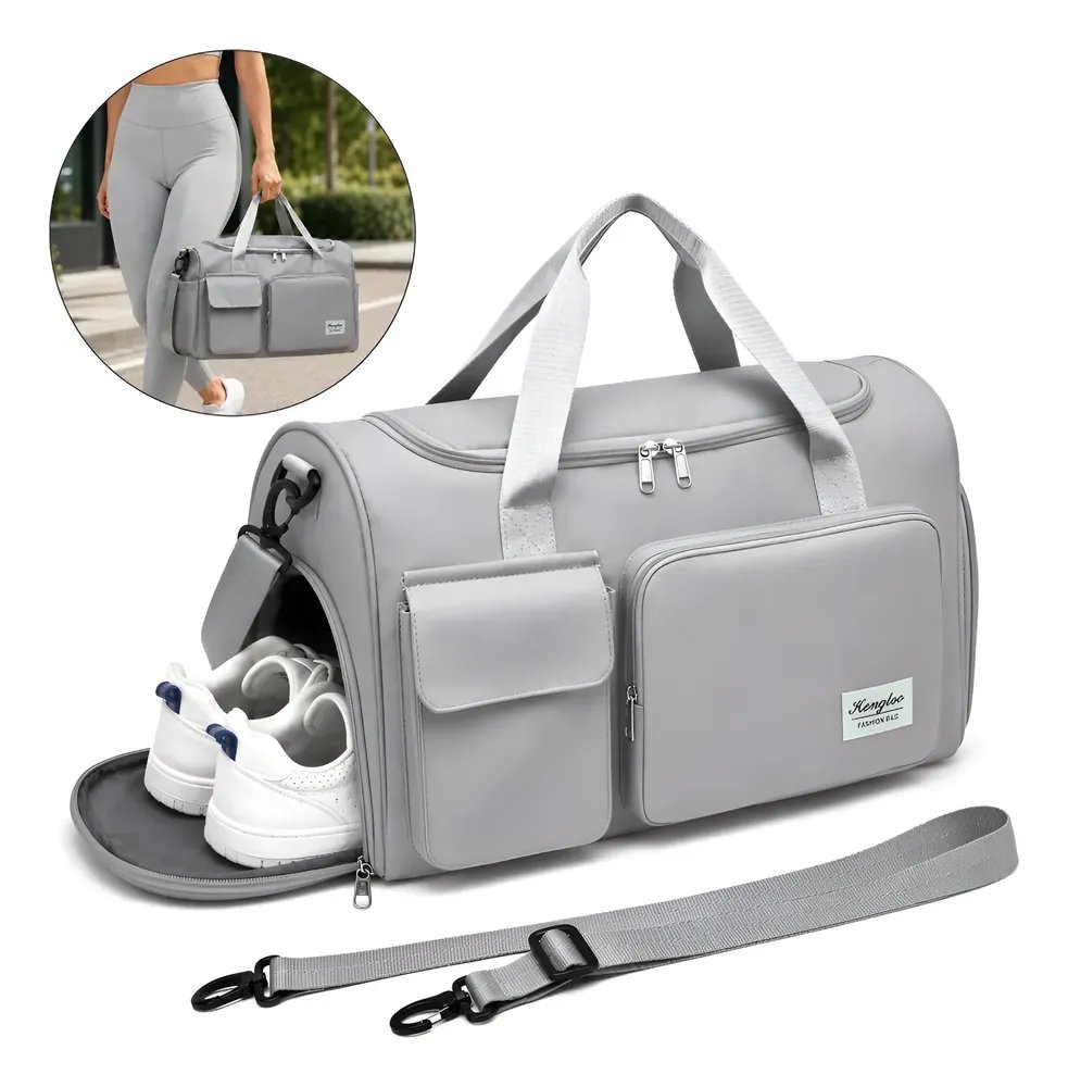 Bolsa Mala De Mão Dobrável Viagem Academia Artigos Tenis Cinza