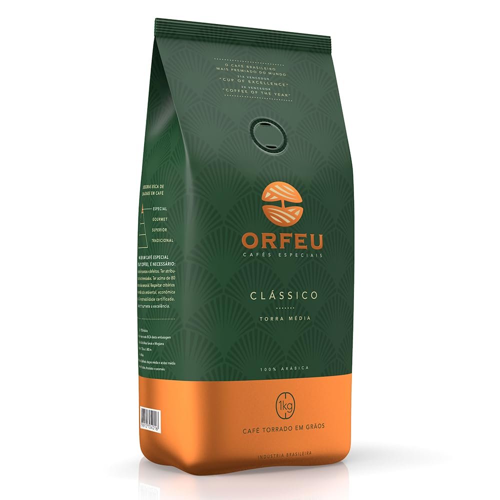 Orfeu Café Clássico em Grãos, 100% Arabica, Torra Média, 1kg