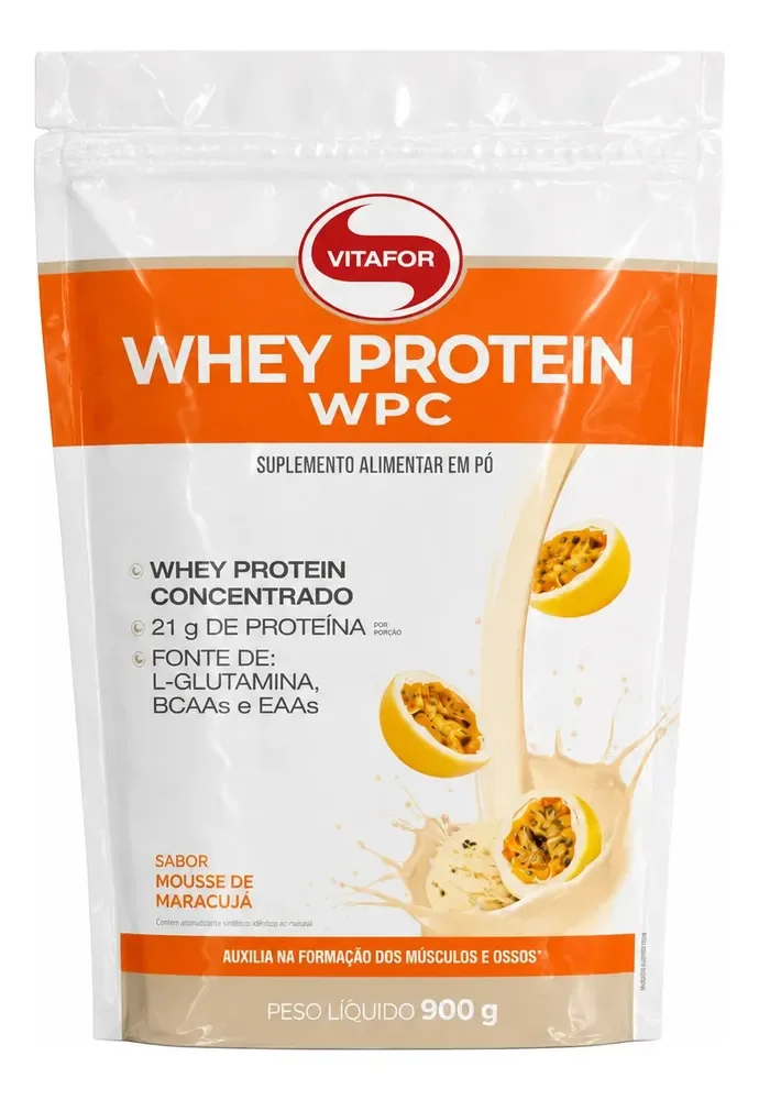 Whey Concentrado 900g Refil Vitafor 21g De Proteínas Mousse De Maracujá