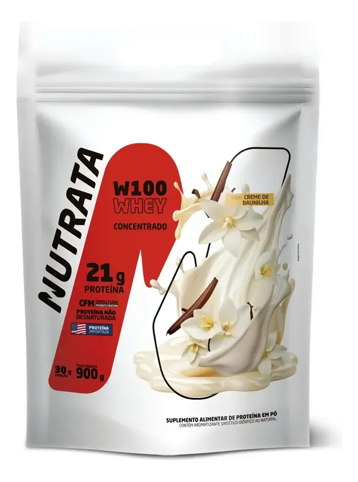 W100 Whey Concentrado Pouch 900g Baunilha Nutrata
