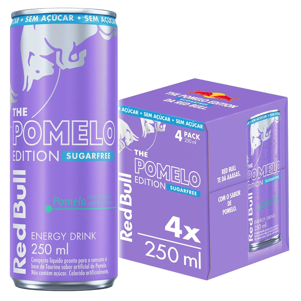 Red Bull Energético, Pomelo, Sem Açúcar, 250ml, 4 latas