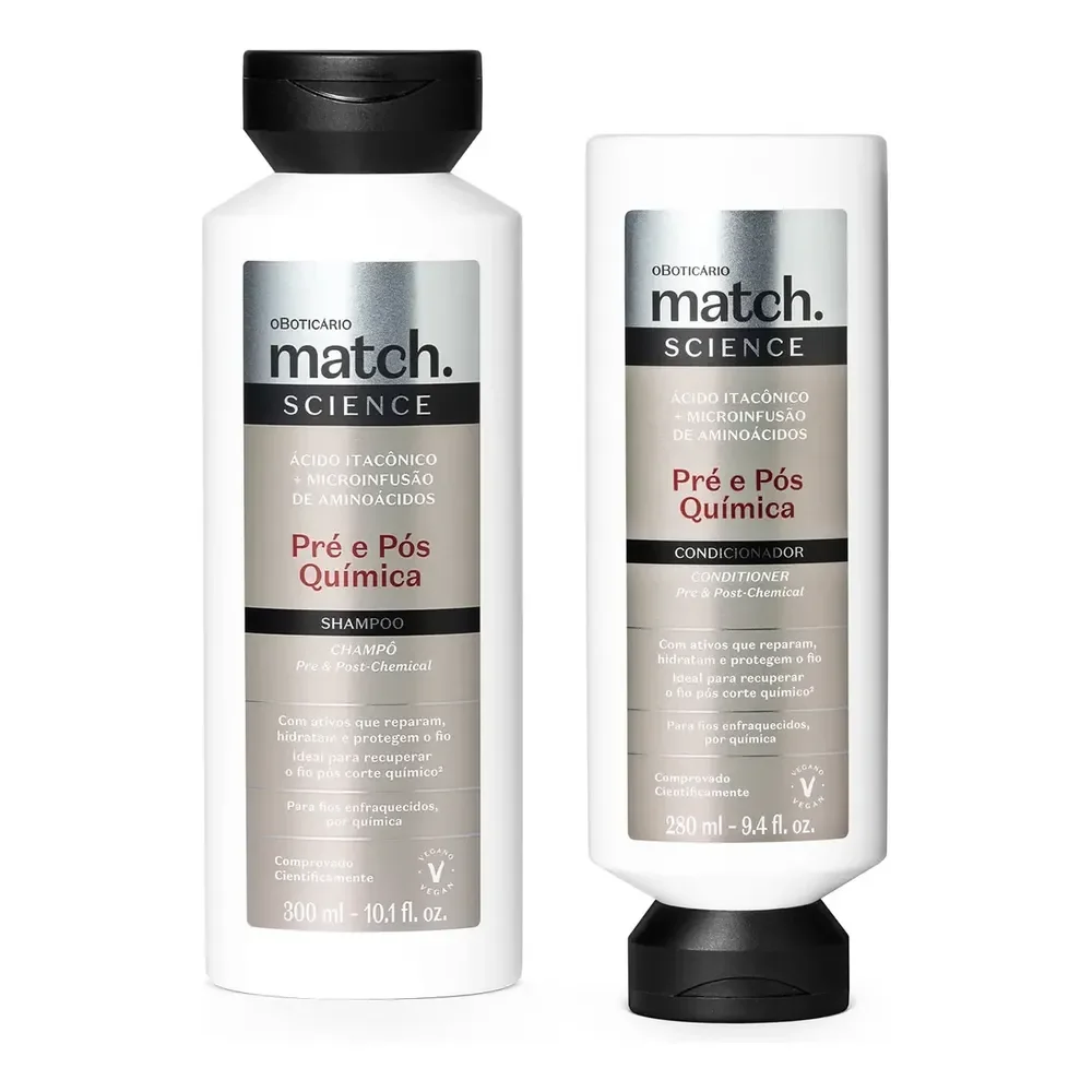 Combo Match Science Pré E Pós-química: Shampoo 300ml + Condi