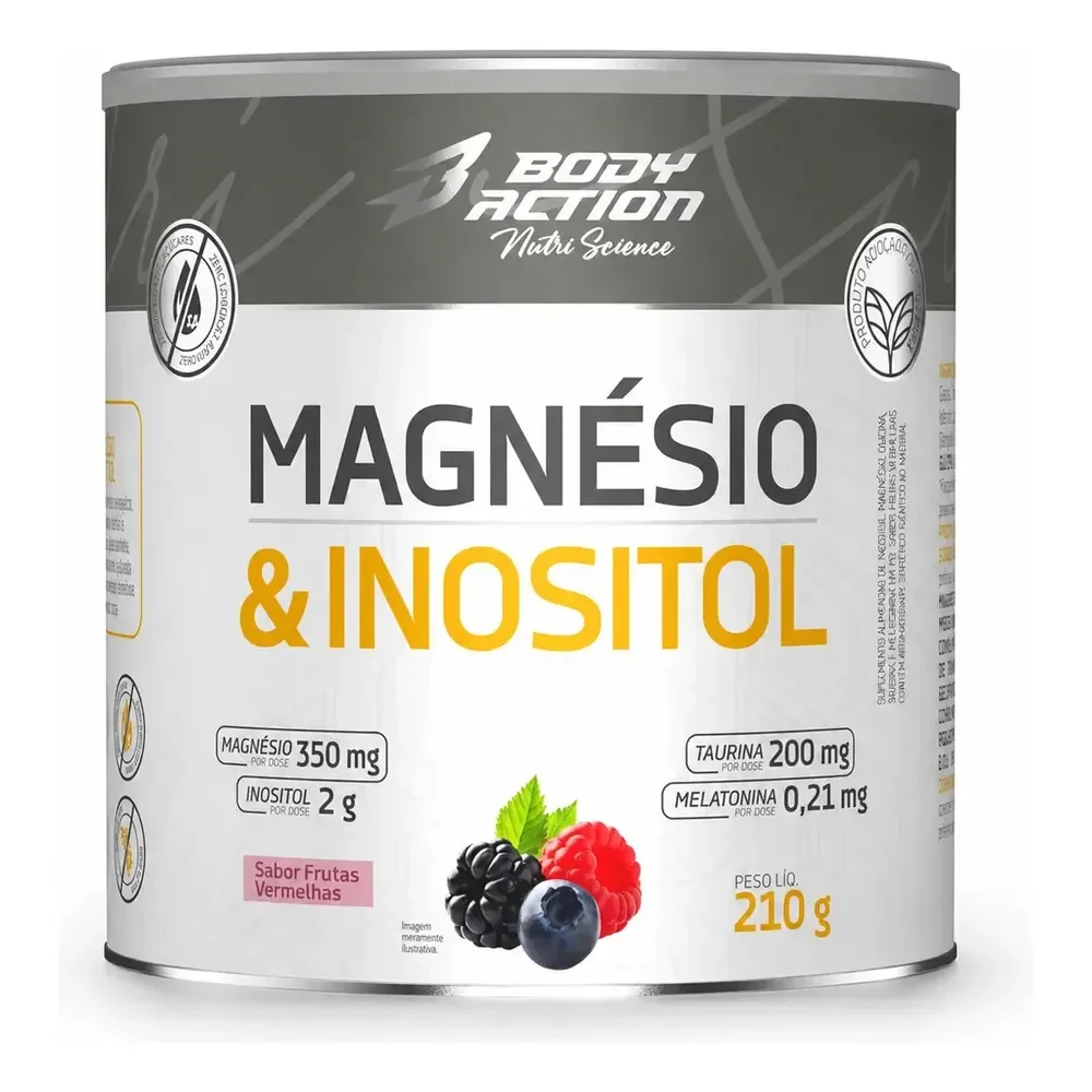 Magnesio Inositol Bodyaction 210g Frutas Vermelhas