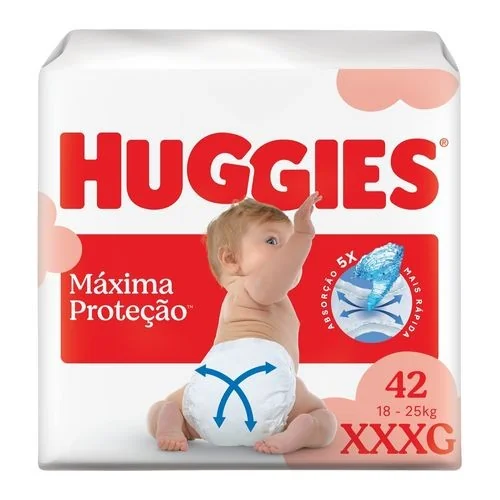 Huggies Fralda Descartável Máxima Proteção XXXL - 42 Un
