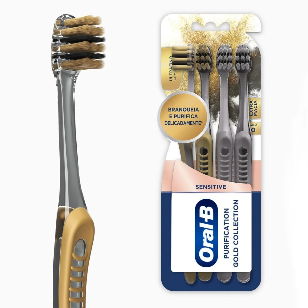 Oral-B Escova de Dente Sensitive Purification Gold Extra Macia 4 Unidades