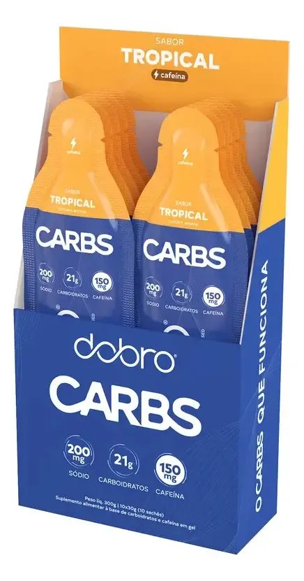 Carbs Gel Com Cafeina 10un De 30g - Dobro Sabor Tropical
