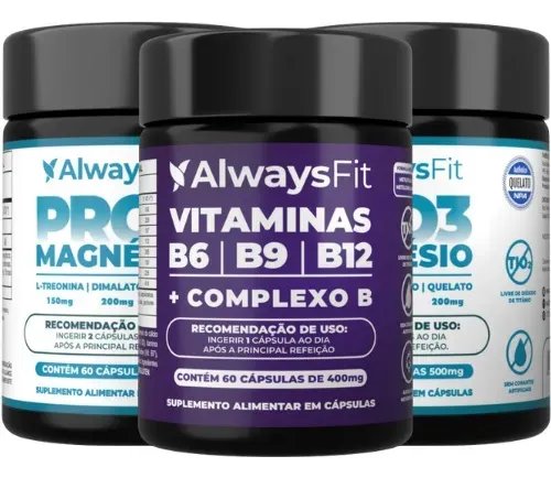 Kit 2 Pro3magnésio + 1 Complexo B  2 Meses De Uso Sem Sabor