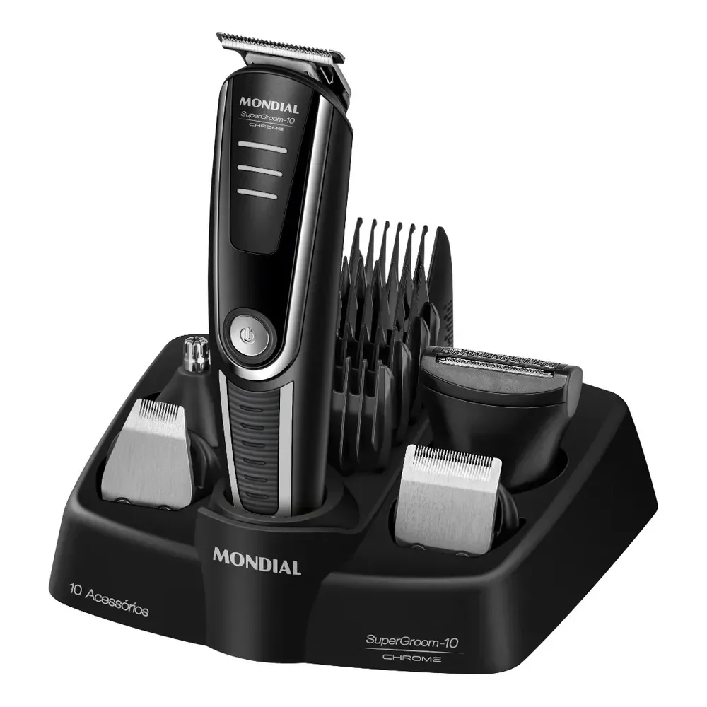 Aparador De Pelos Supergroom-10 Mondial Bivolt Bg-10 Preto 127/220v
