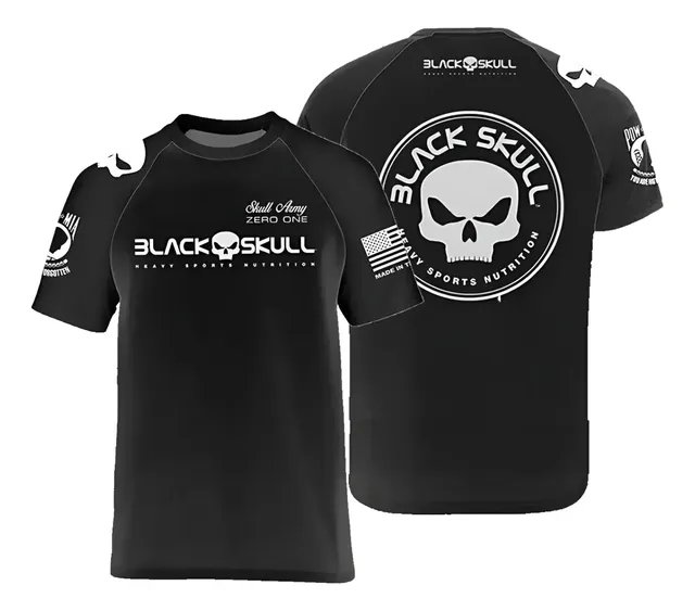 Camiseta Black Skull Caveira Camisa Treino Academy Original