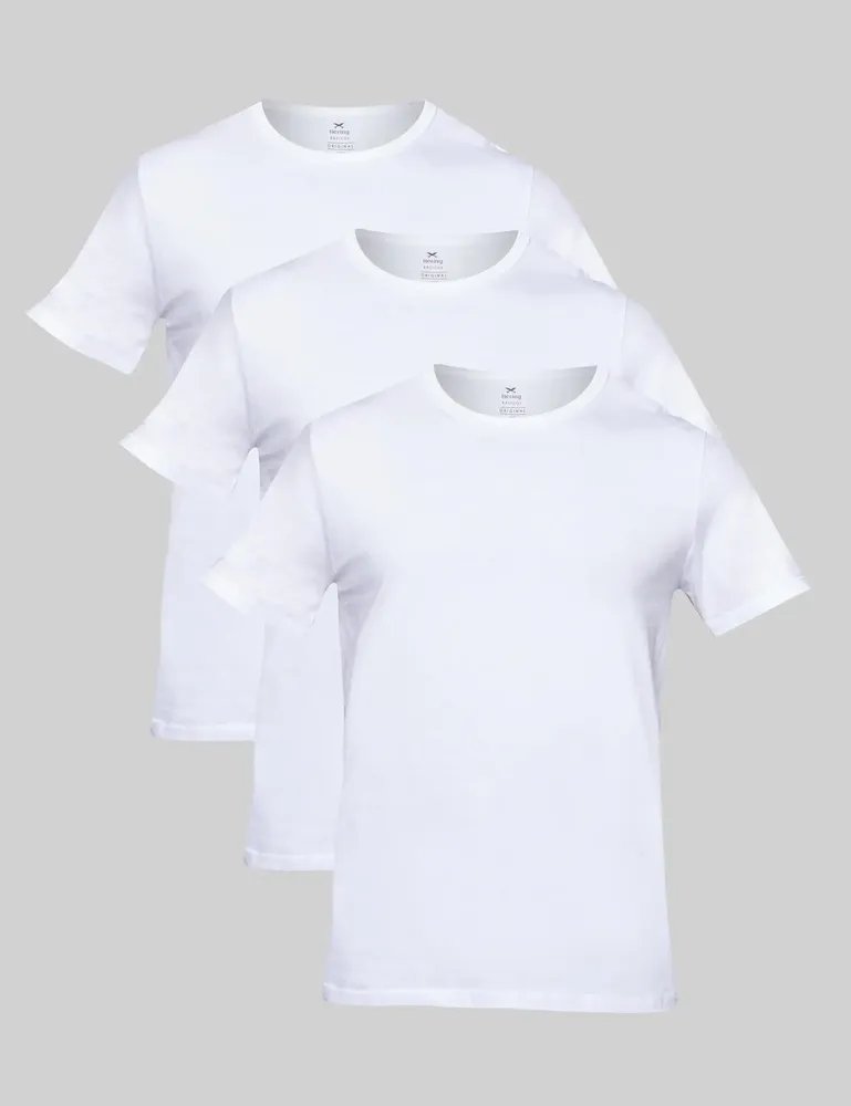 Kit 3 Camisetas Hering Masculino Branco Branco Lobo Xg Liso