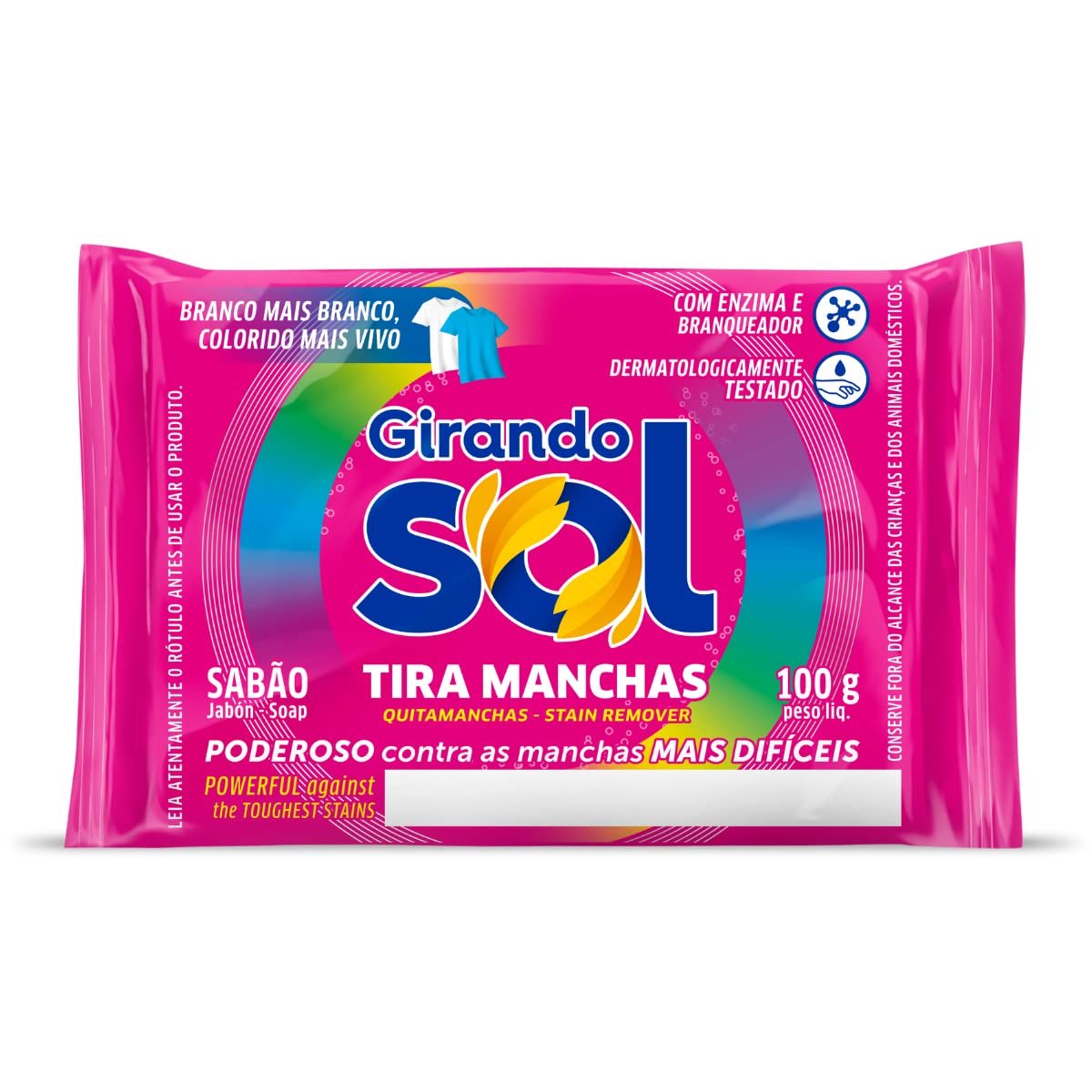Girando Sol Tira Manchas Em Barra 100G Sabão Em Barra Tira Manchas Rosa Poderoso Contra As Manchas Mais Difíceis Branco Mais Branco Colorido Mais Vivo
