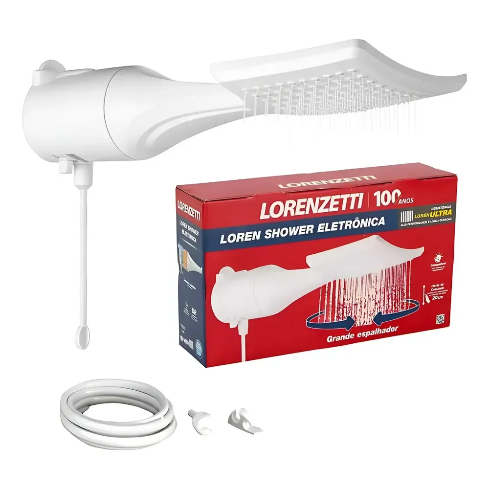 Chuveiro Loren Shower Eletronico Ducha Lorenzetti Cor Branco Potência 5500 W Voltagem 127v 5.5 Kw