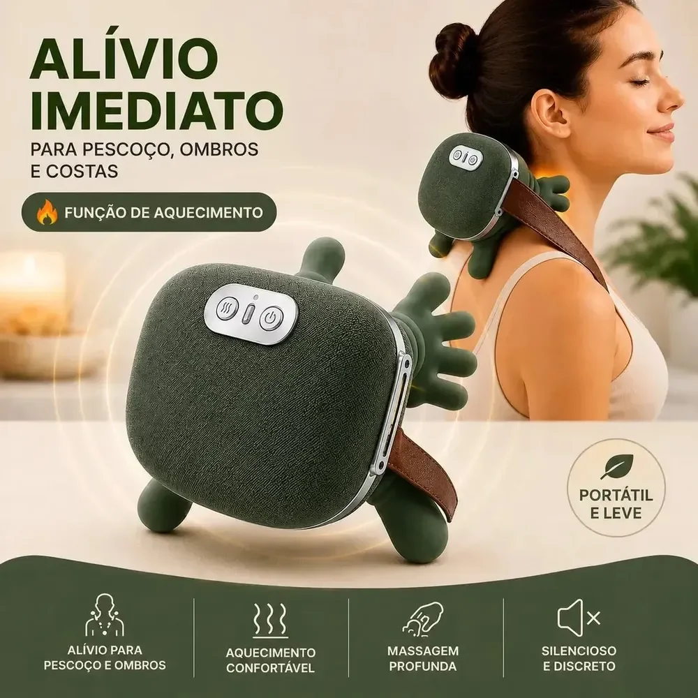 Massageador Maozinha Pescoço Elétrico Com Aquecimento Ombros Lombar Costas Cervical Portátil Recarregável USB-C Massagem Profunda Tedy cc
