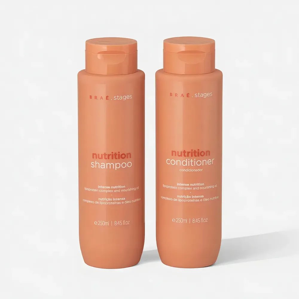 Kit Braé Stages Nutrição: Shampoo e Condicionador para Cabelos Ressecados e sem Vida