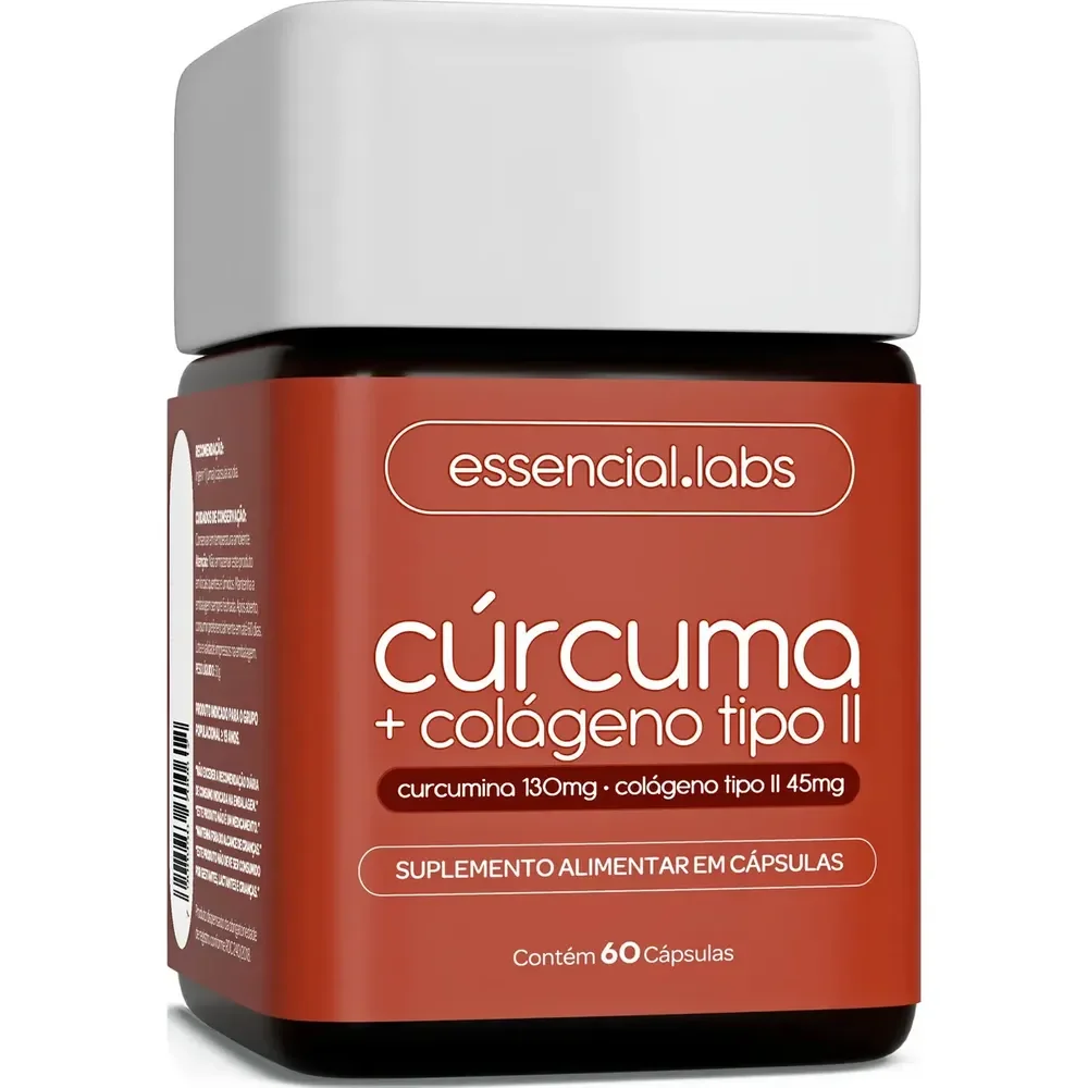 Cúrcuma 130mg + Colágeno Tipo Ii 45mg - Fórmula Com Máxima Concentração E Pureza - 60 Cápsulas Sem Sabor