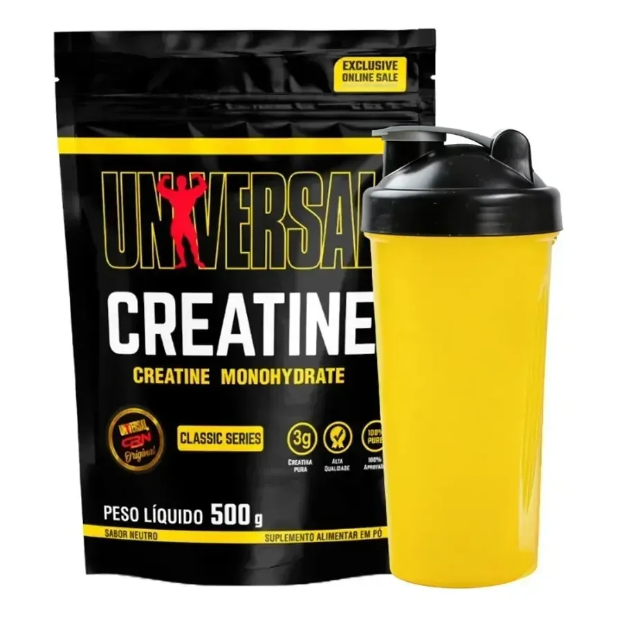 Suplemento Creatina Monohidratada 500g Refil + Coqueteleira - Universal Nutrition Sem Sabor