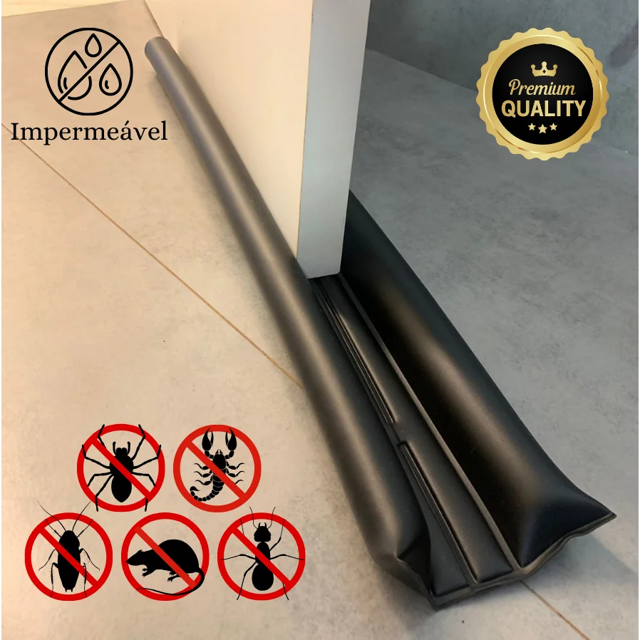 Veda Porta Impermeável Rolinho Protetor 70cm e 80cm Dupla Proteção Preto