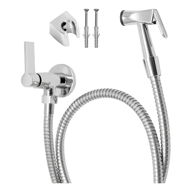 Ducha Higiênica Banheiro 100% Metal Completa Cromada Suporte