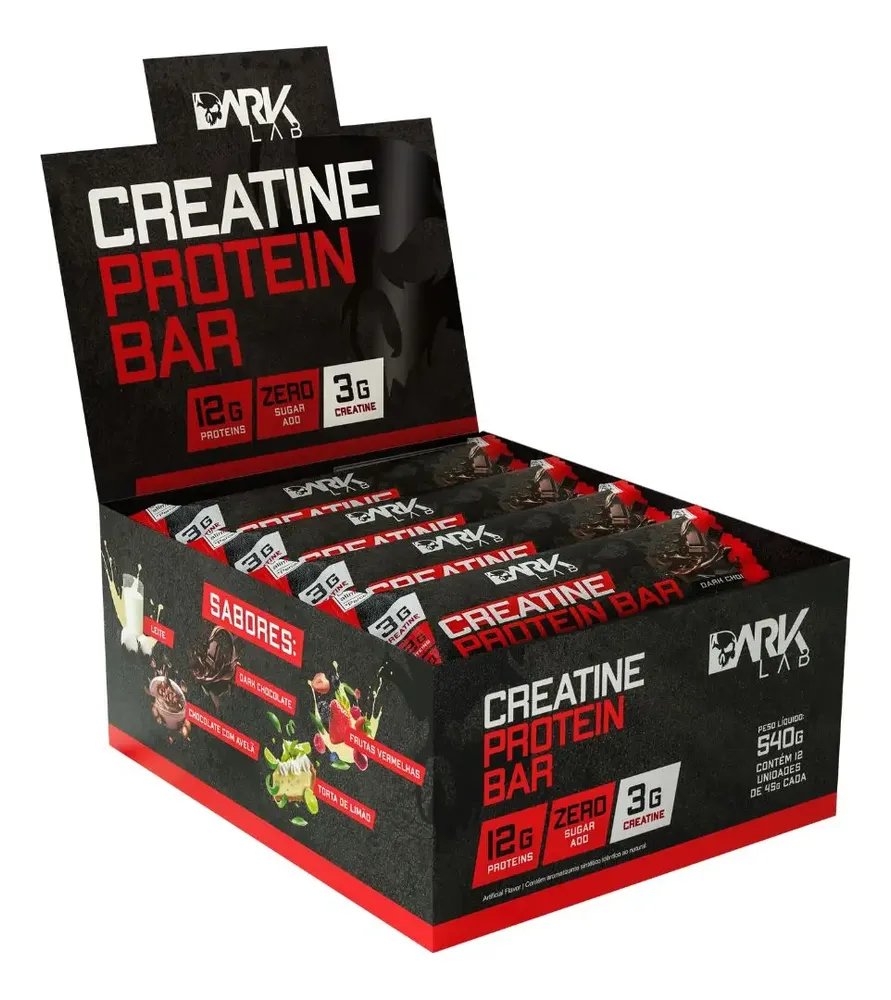 Creatine Protein Bar 12 Un 45g Dark Lab Sabor Dark chocolate