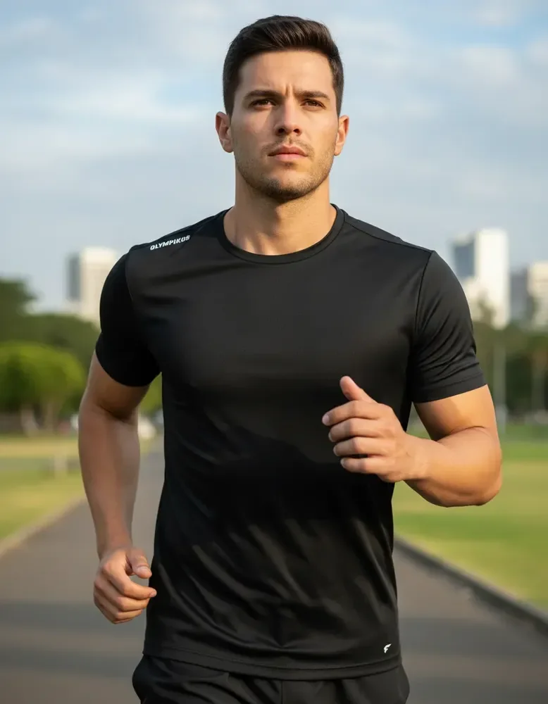 Camiseta Masculina Olympikus Academia Dry Fit Treino Corrida Preta Lobo G Liso