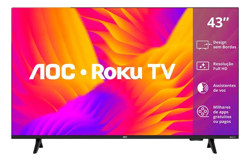 Smart Tv Aoc Led 43 Full Hd Wi-fi Roku Tv Sem Bordas