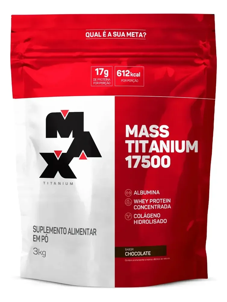 Hipercalórico Mass Titanium 17500 3kg - Max Titanium Sabor Chocolate