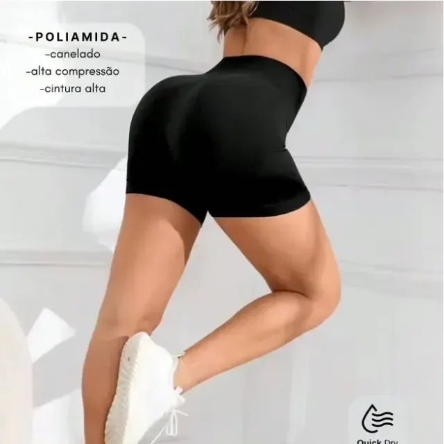 Bermuda Fitness Canelada Sem Costura Poliamida