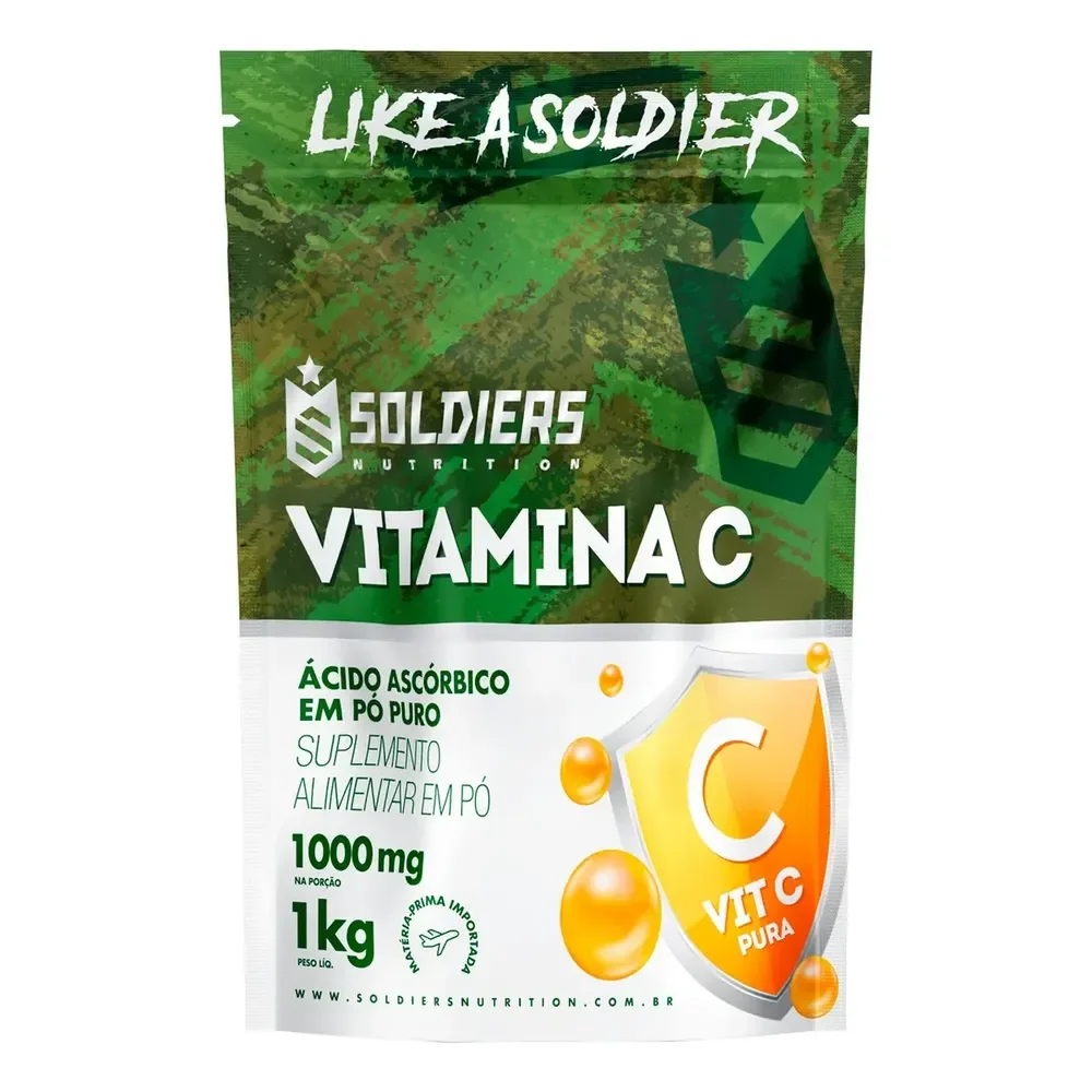 Vitamina C Em Pó Ácido Ascóbico 1kg 100% Puro Soldiers Nutrition Bem-estar Energia