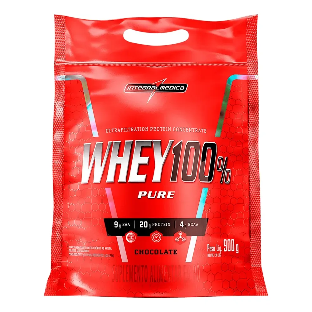 Whey 100% Pure Integralmedica 900g Refil Chocolate Chocolate