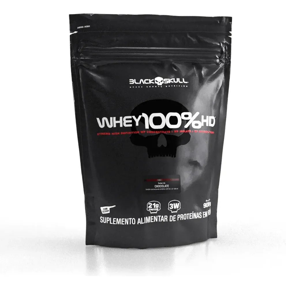 Whey 100% Hd Refil Black Skull - 900g (wpc, Wpi E Wph) Sabor Chocolate