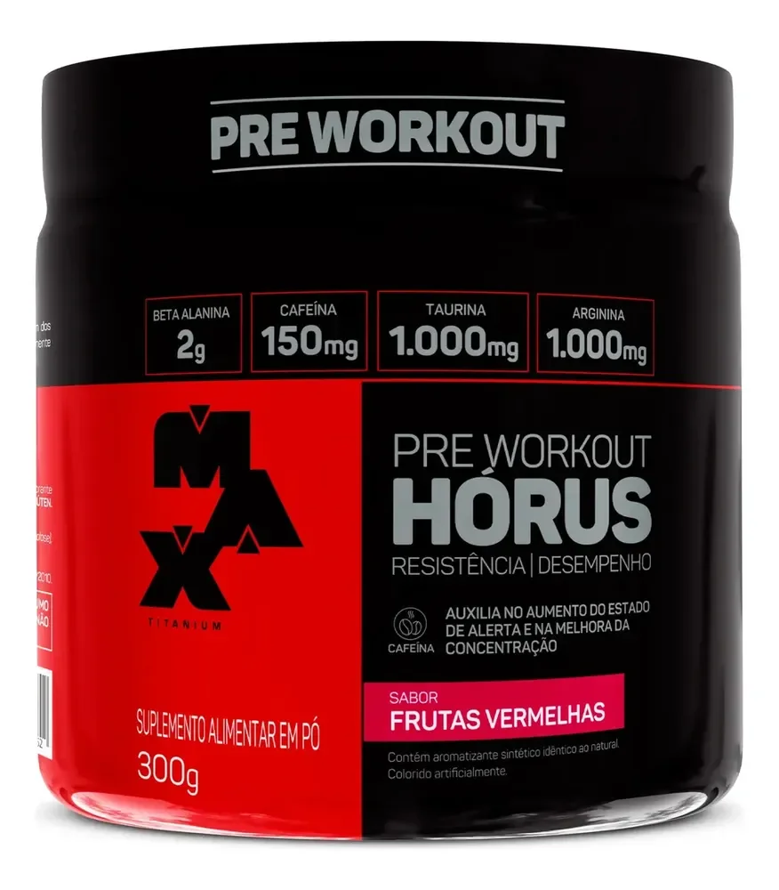 Pré Treino Hórus 300g Max Titanium Frutas Vermelhas Energia Sustentada