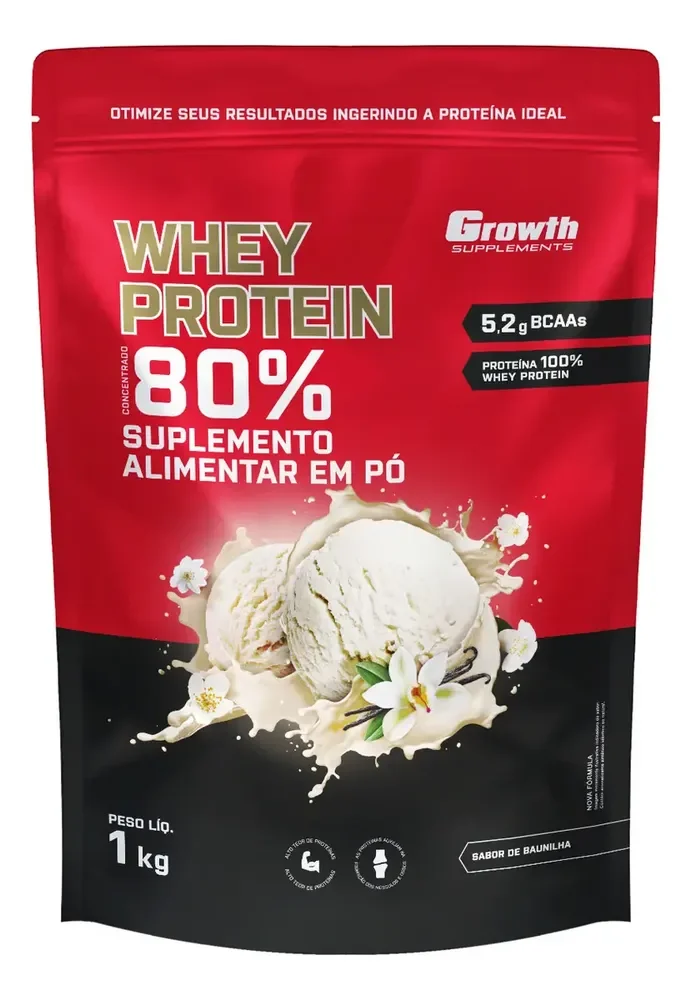 Whey Protein Concentrado 1kg Growth Supplements - Baunilha