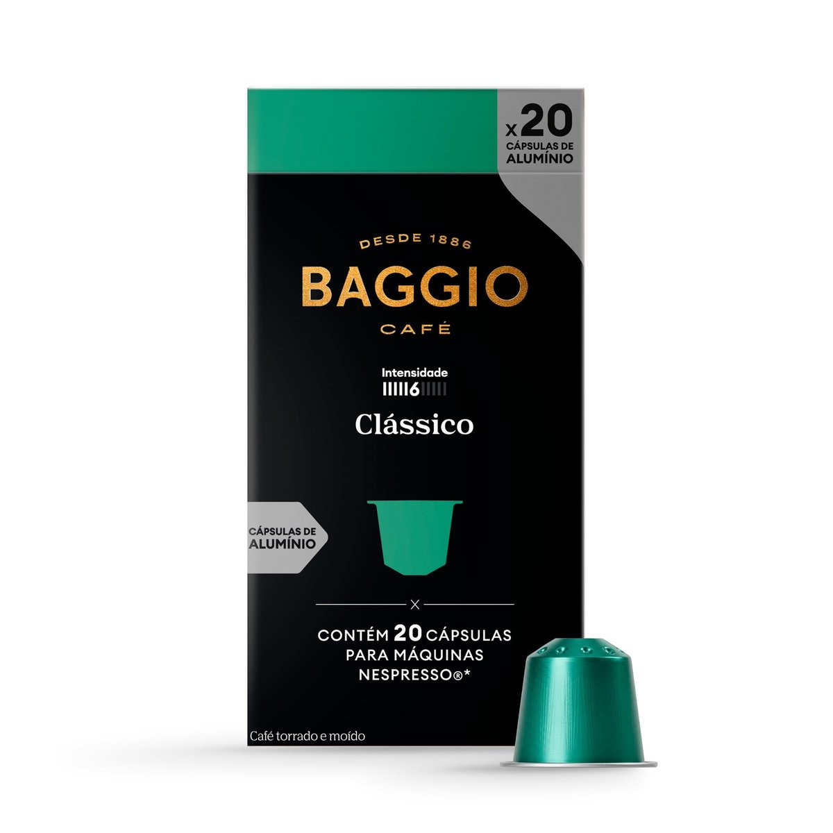 Cápsulas de Café Clássico Baggio Café, compatível com Nespresso, contém 20 cápsulas