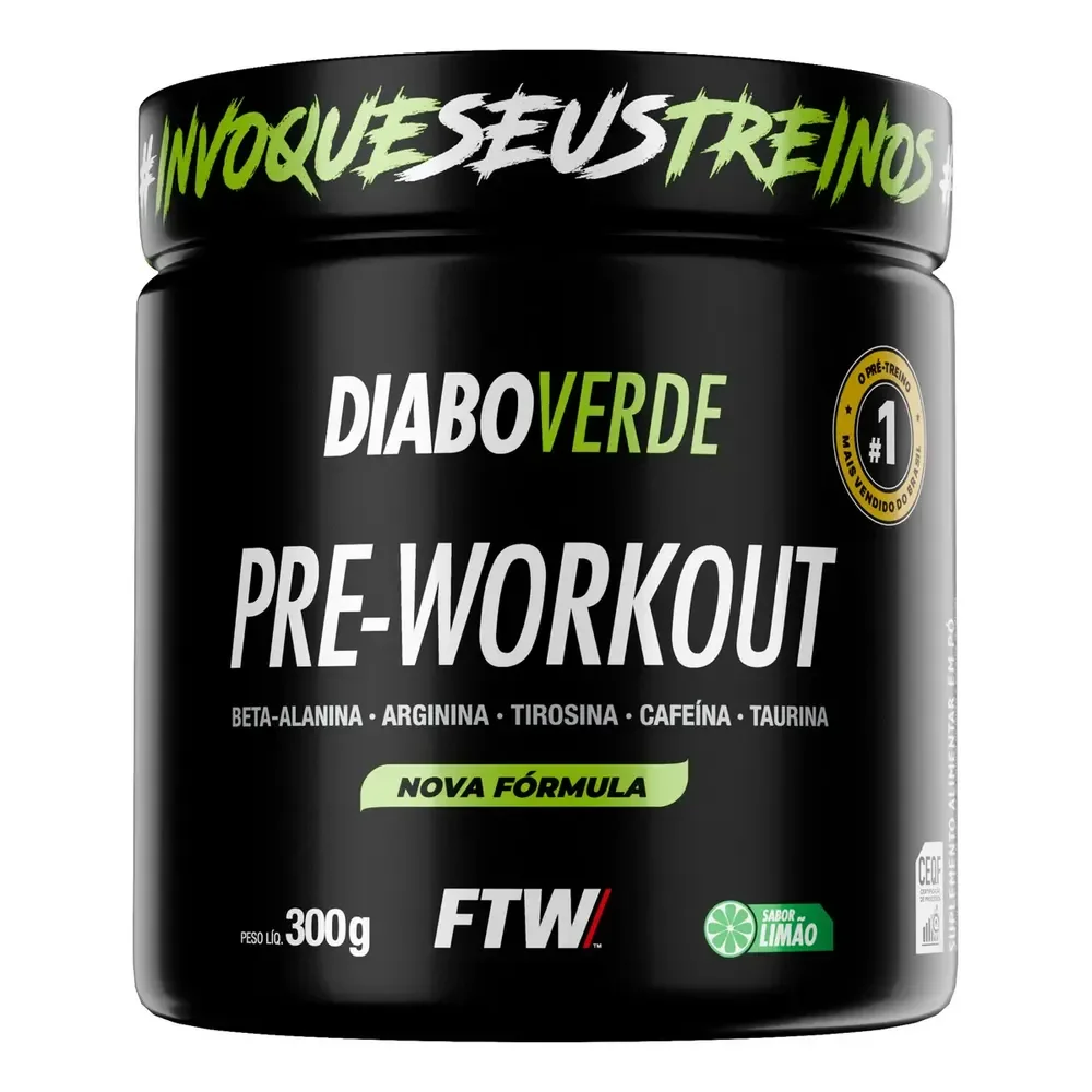 Pré Treino Pre Workout Diabo Verde Pote 300g Sabor Limão Ftw