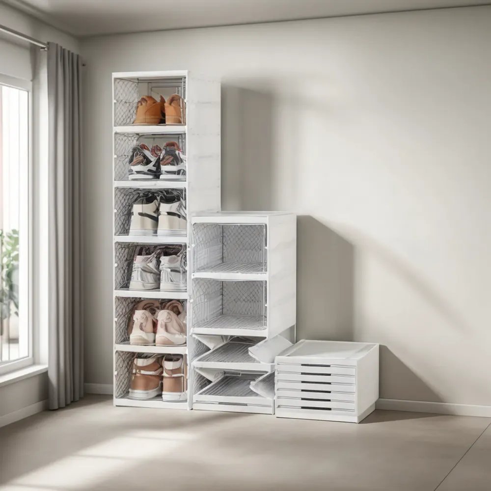 Sapateira Caixa De Sapato Empilhável Vertical 6 Andares Branco