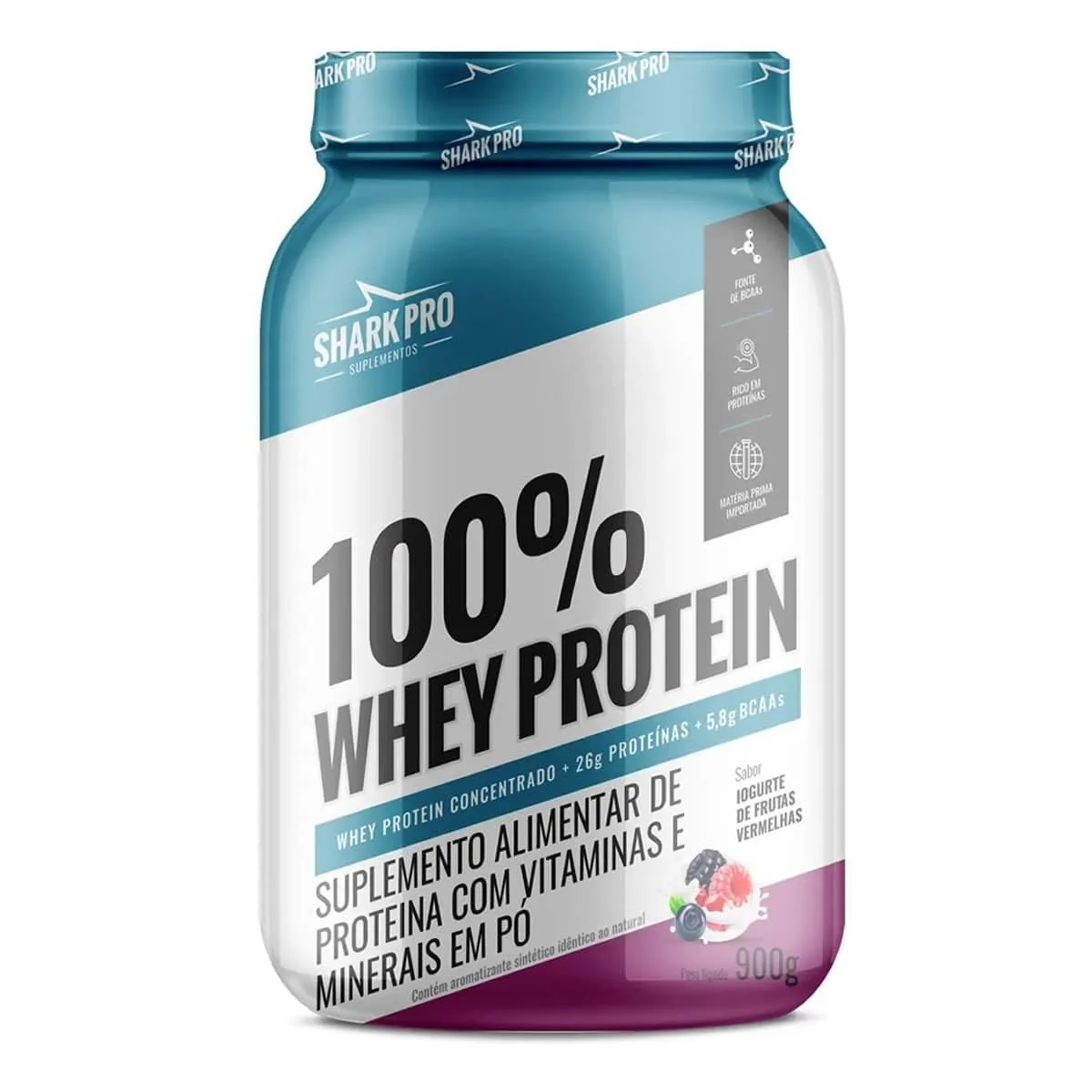 WHEY PROTEIN 100% FRUTAS VERMELHAS 900G POTE