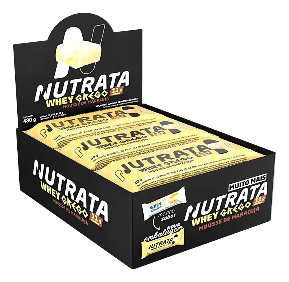 Barra Whey Grego 40g 12 Unidades Mousse De Maracujá Nutrata Mousse De Maracujá