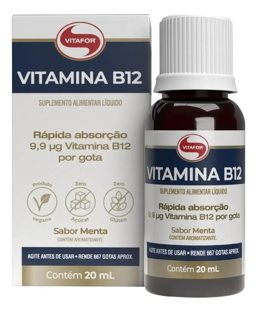 Vitamina B12 Vitafor em Gotas Vitamina B12 - 20ml menta - Vitafor Líquido