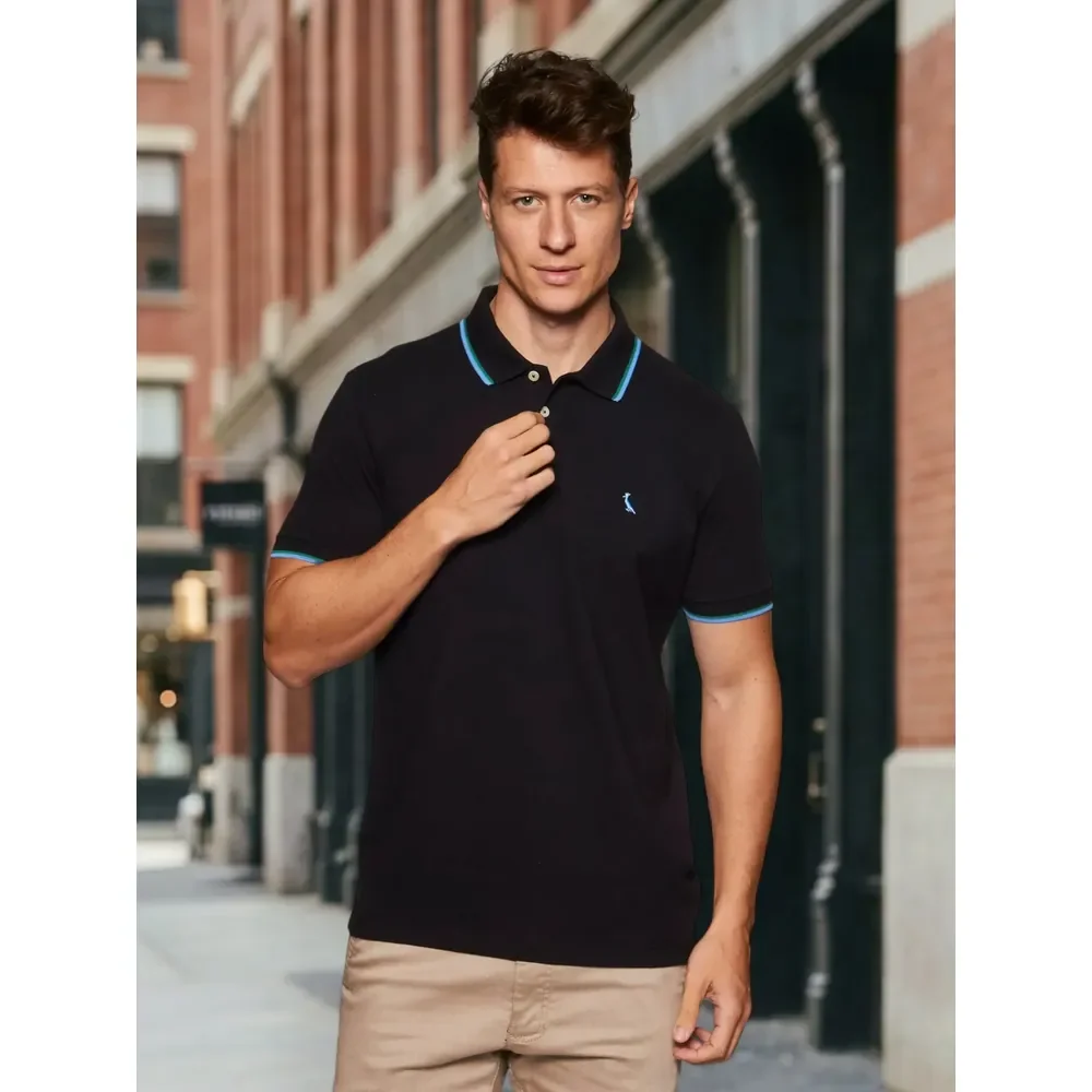 Camisa Polo Reserva Masculino Preto Curta 100% Algodão Preto N/a G Lisa