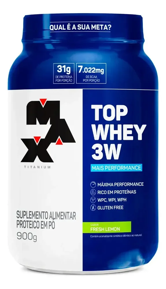 Suplemento em pó Max Titanium Top Whey 3W Proteínas sabor fresh lemon 900g