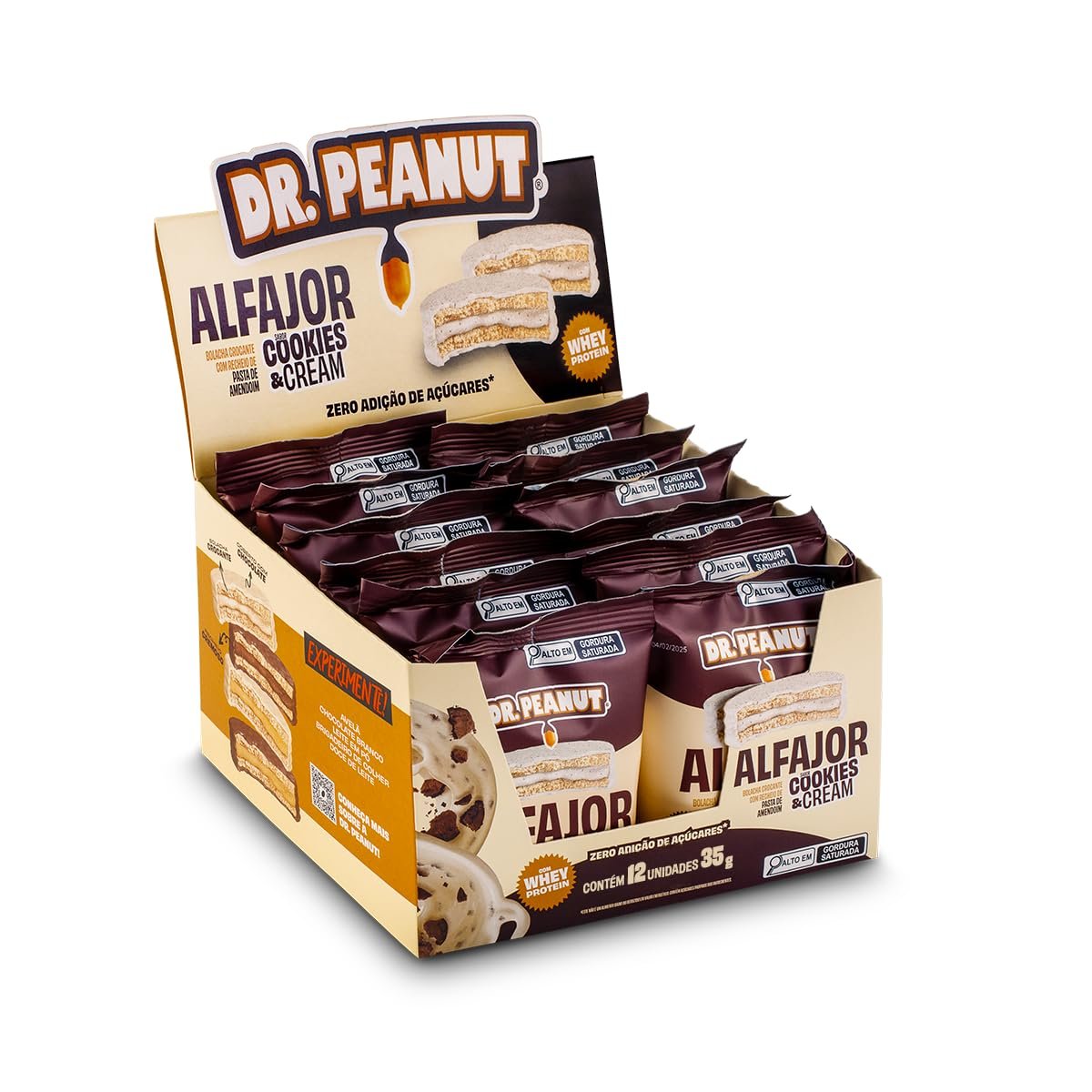 Doctor Peanut Display Alfajor Sabor Cookies & Cream 12un x 35g