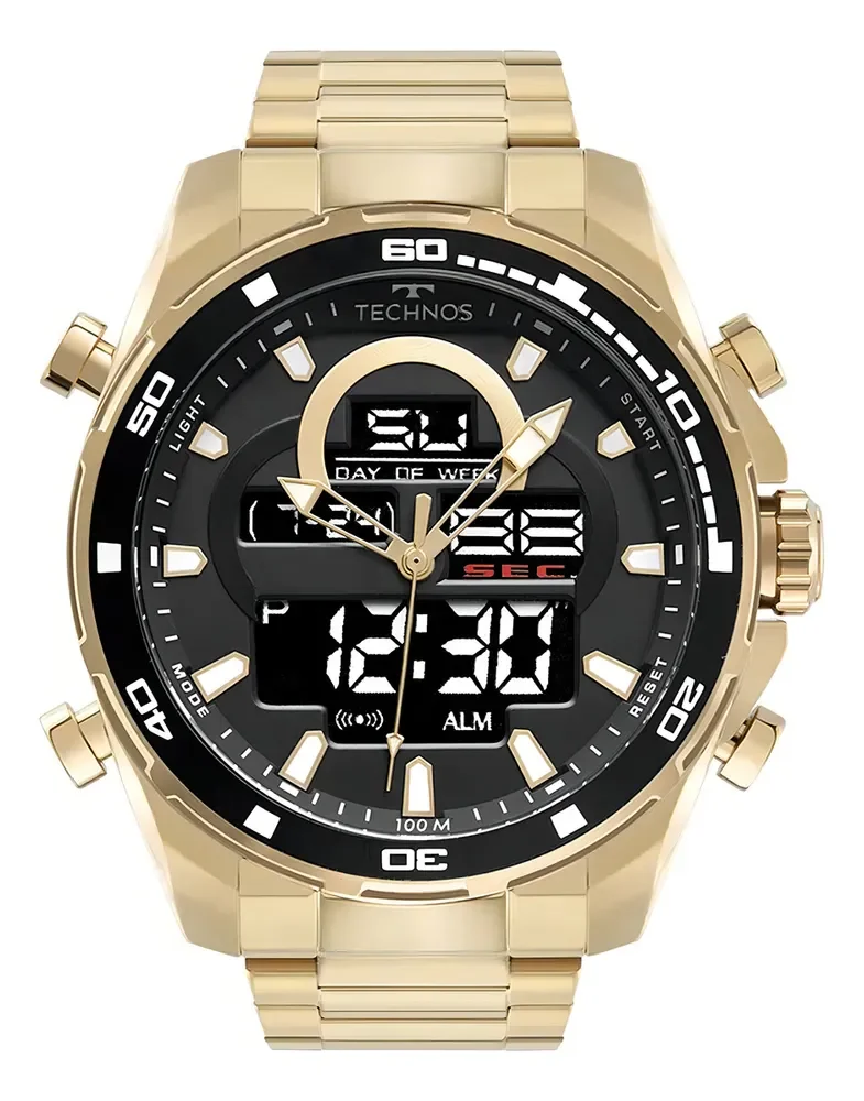 Relógio Technos BJK626AB/1D Masculino Analógico-digital Dourado Com Pulseira de Aço