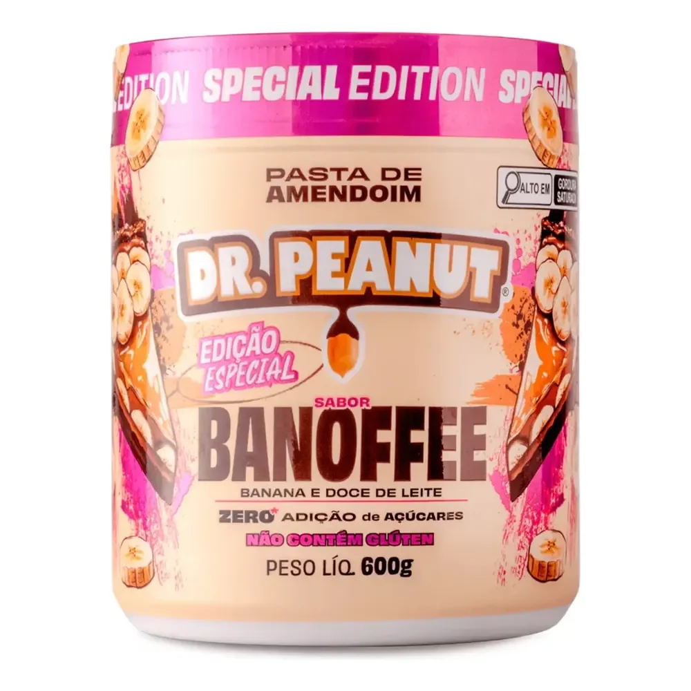 Pasta De Amendoim Dr. Peanut Gourmet Sabor Banoffee 600g Com Whey Protein