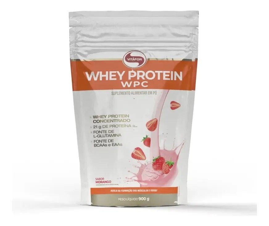 Whey Protein WPC Morango 900g Vitafor