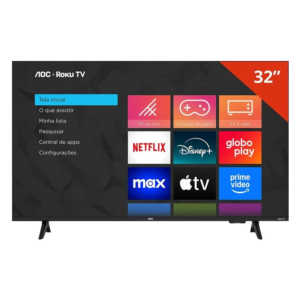 Smart TV LCD LED 32" AOC 32S5155/78G - Wi-Fi, HD, Quad Core, Dolby Áudio, 60 Hz