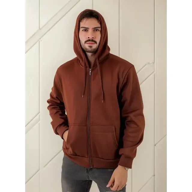Blusa Moletom Casaco Com Capuz Casual Flanelado Inverno Frio